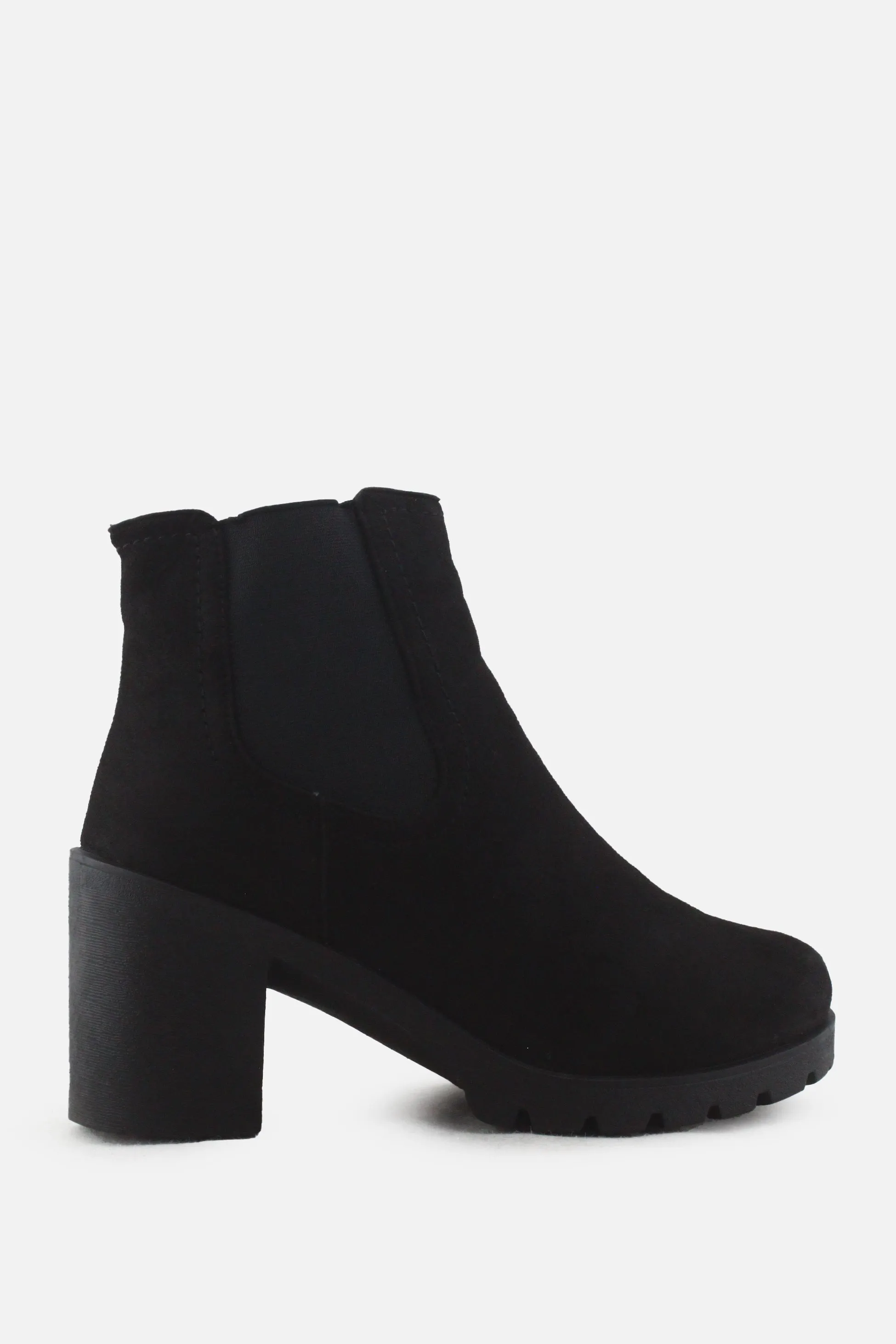 European Brand Zipper Stretchable Block Ankle Boots | Suede