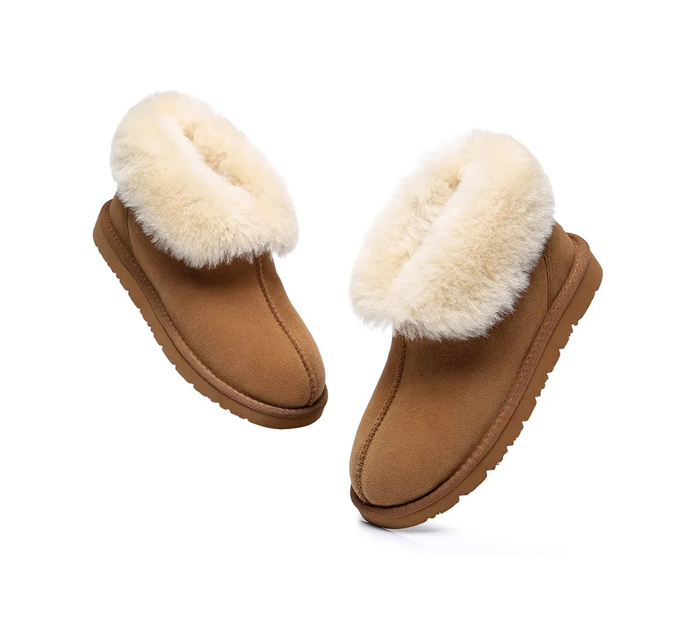 EVERAU® Mallow Sheepskin Ankle Slipper