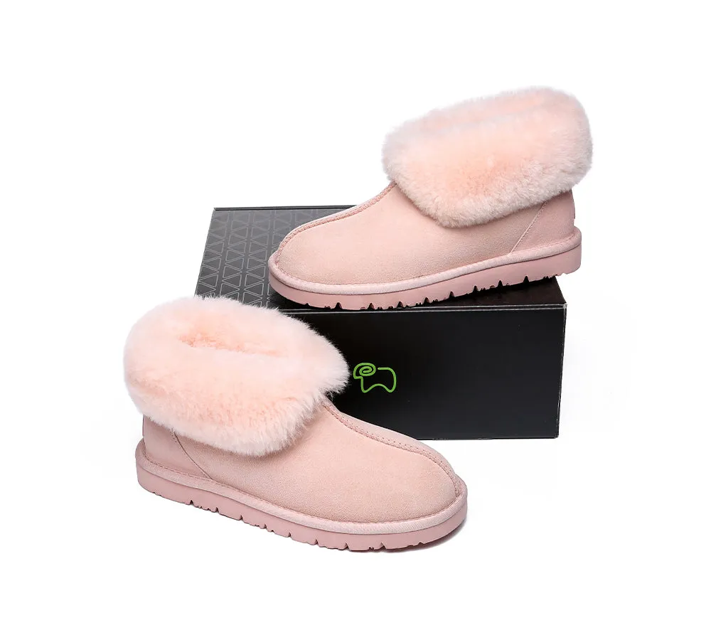 EVERAU® Mallow Sheepskin Ankle Slipper