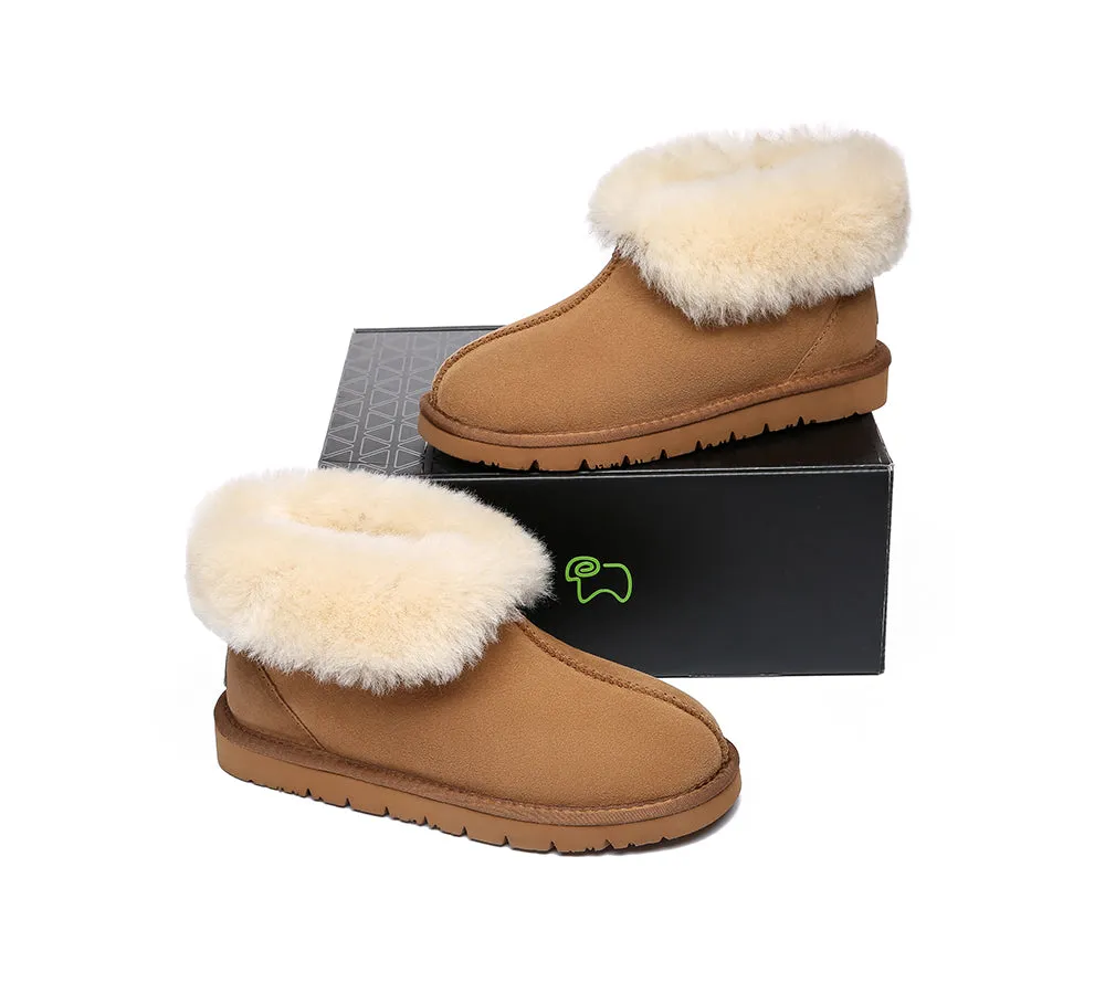 EVERAU® Mallow Sheepskin Ankle Slipper