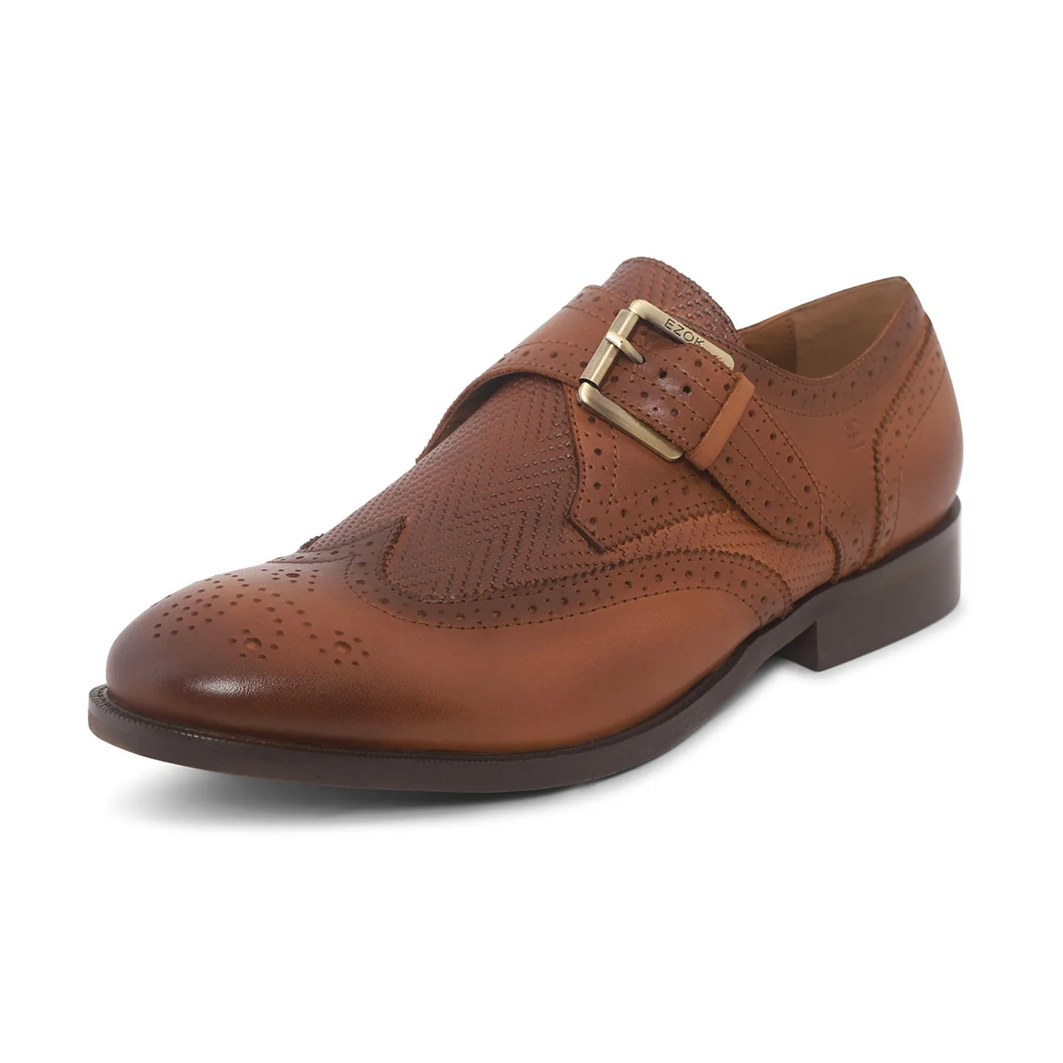 Ezok Tan Single Strap Monk Shoes