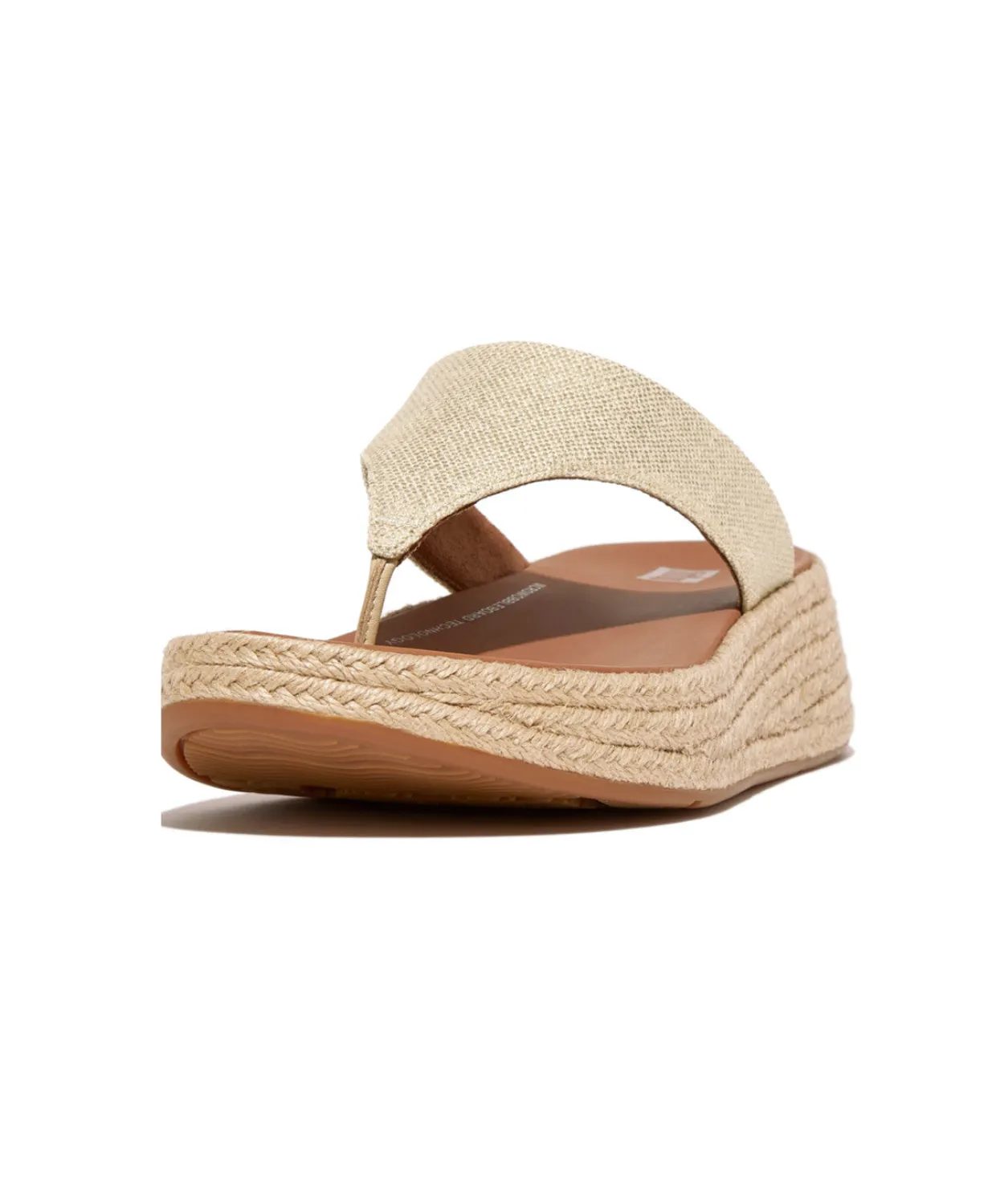 Fitflop F-Mode Espadrille Glitz-Canvas Flatform Toe-Thongs Ivory