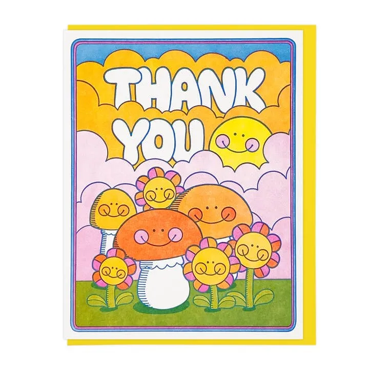 Flowers And Mushrooms Thank You Card