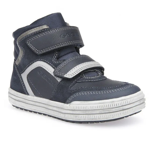 Geox J Elvis Navy Blue Velcro Ankle Boots