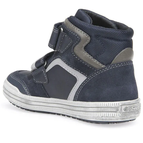 Geox J Elvis Navy Blue Velcro Ankle Boots