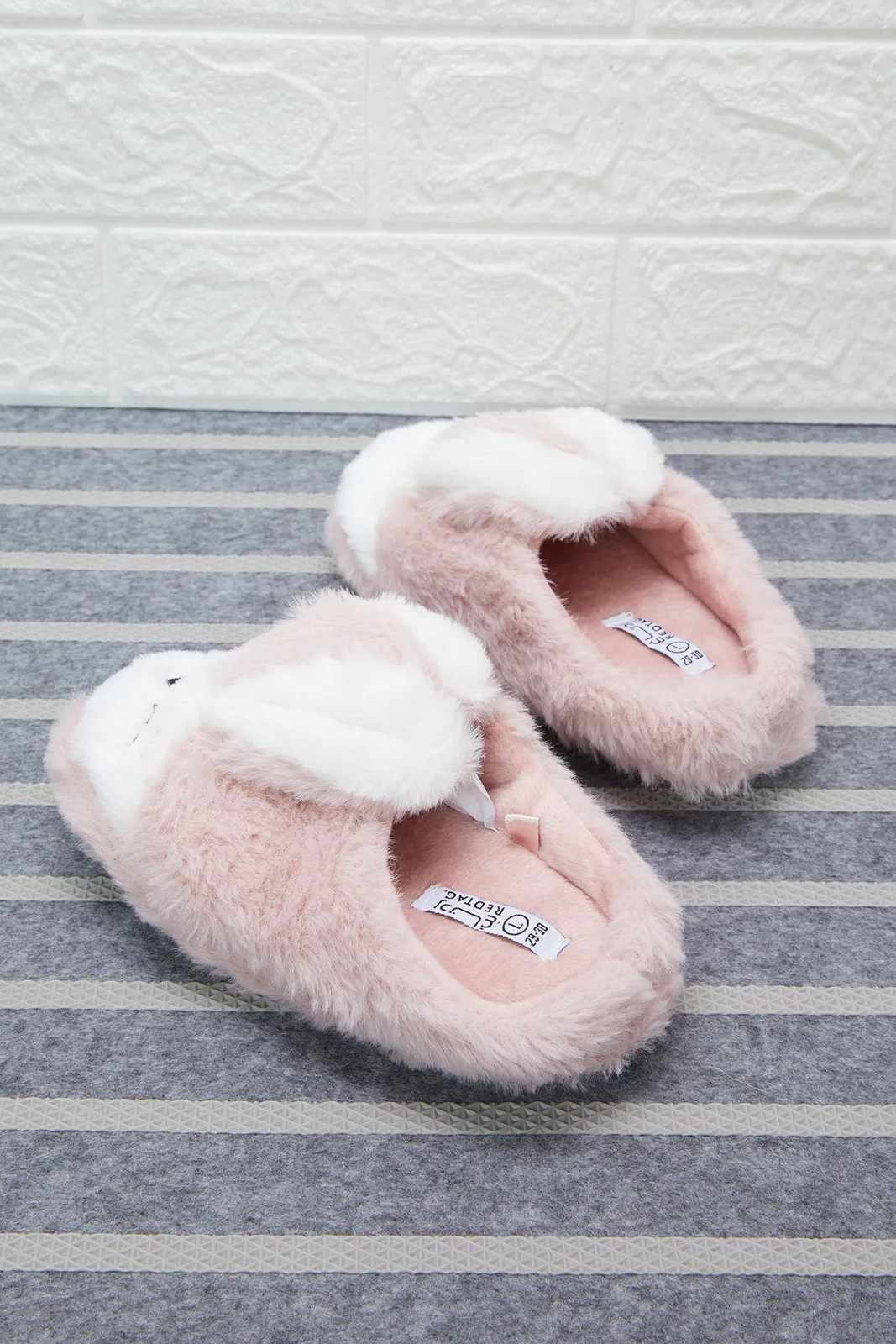 Girls Pink Bunny Detail Slipper