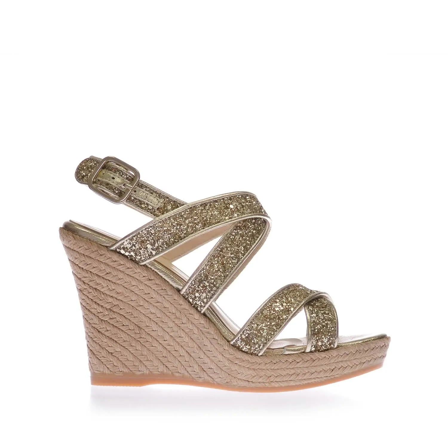 Glittery Leather Wedge Espadrille for Women - Janet