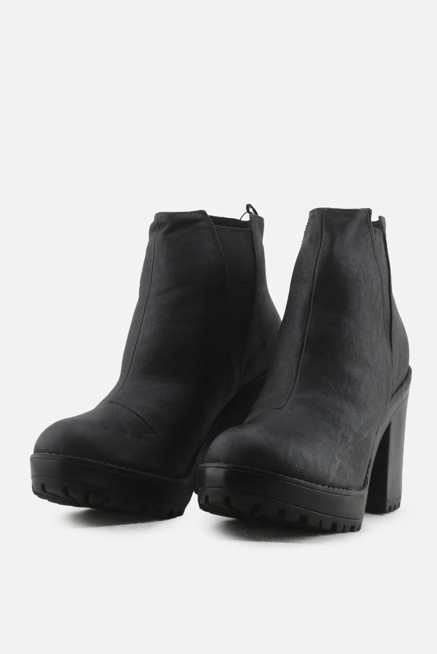 H & M Stretchable Block Ankle Boots | 100% Authentic Leather