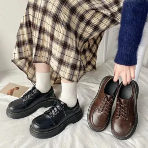 Hnzxzm Japanese School Uniform shoes Jk Student Shoes Girls Women Kawaii Lolita Soft Girl Round Toe lolita Platform Mary Jane Shoes