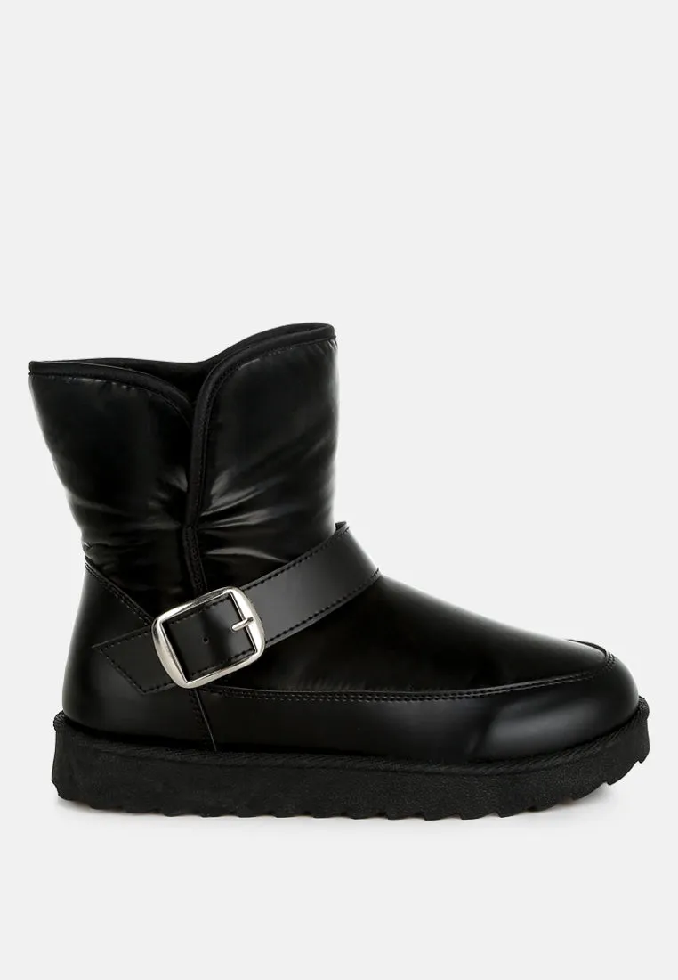 Jammy Buckle Strap Puffy Ankle Boots