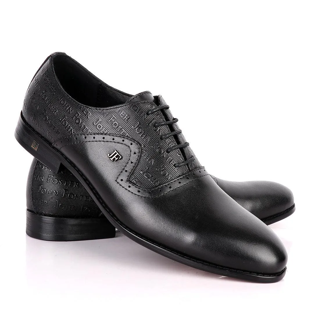 John Foster Crested Oxford Black Leather Formal Shoe