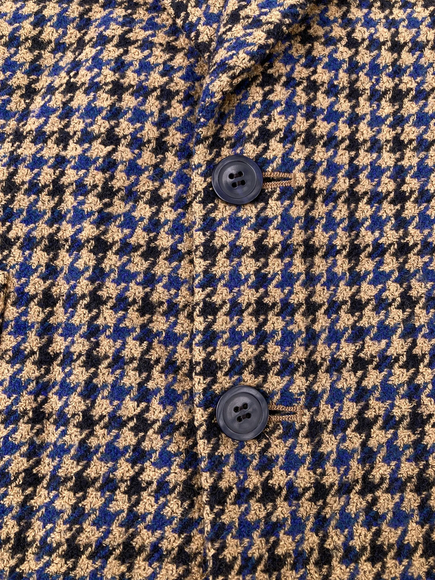 Kenzo Paris 1980s brown blue black houndstooth two button blazer - size M S