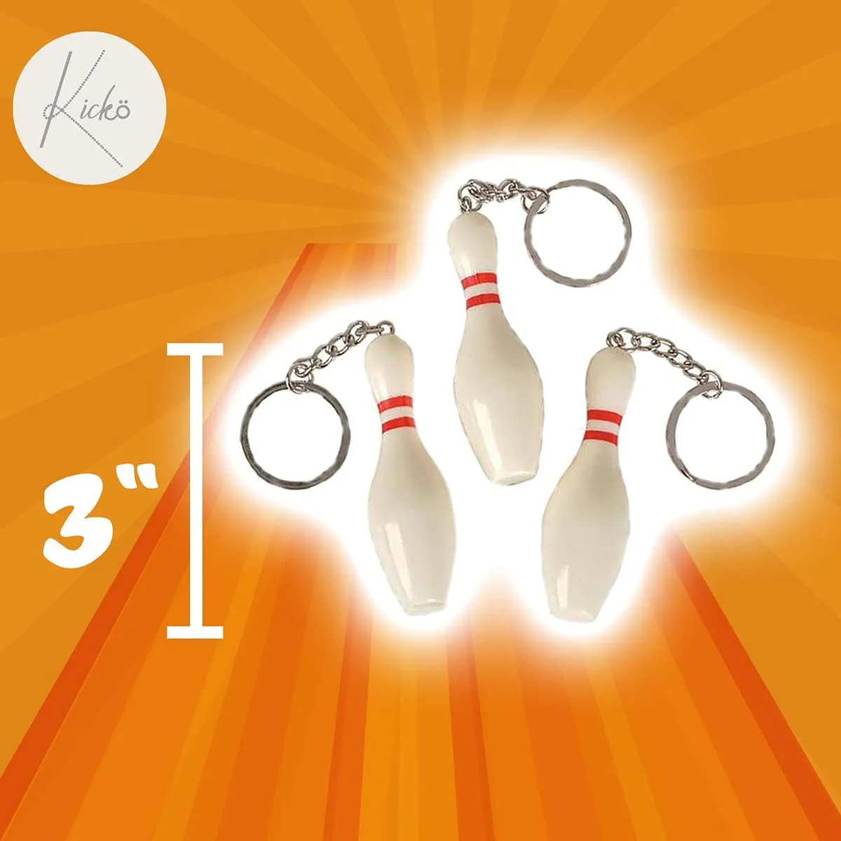 Kicko Bowling Pin Keychain - 12 Pack - Assorted Bag Charm - Party Favor, World Cup Fan