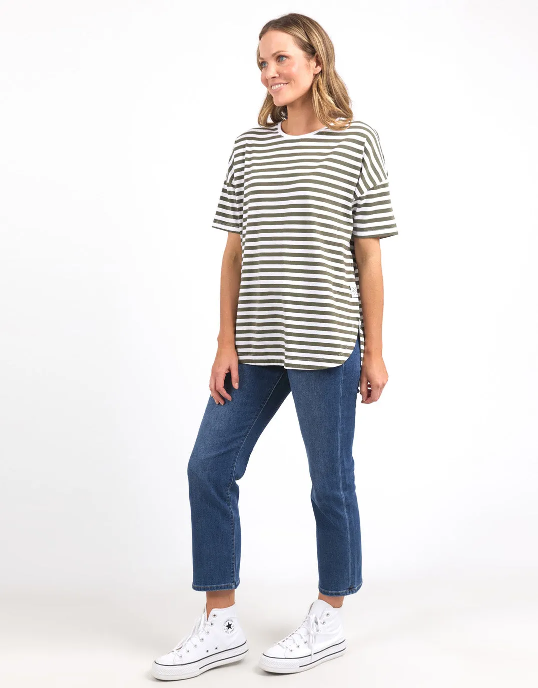 Lauren Short Sleeve Tee - Stripe - Clover & White Stripe