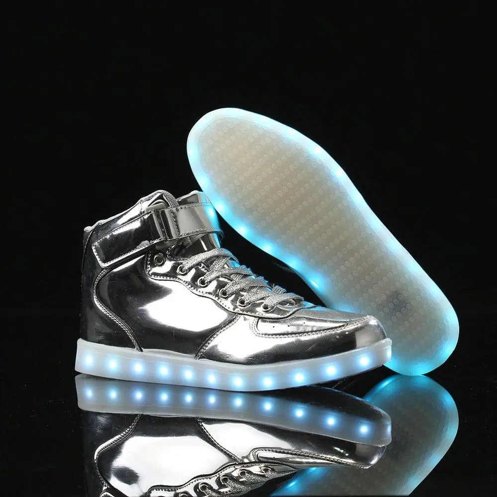 Led Sneakers Shiny Silver 7 Led Light Colors  | Dancing Led Light Shoes  | Kids Led Light Shoes  | Led Light Shoes For Men  | Led Light Shoes For Women