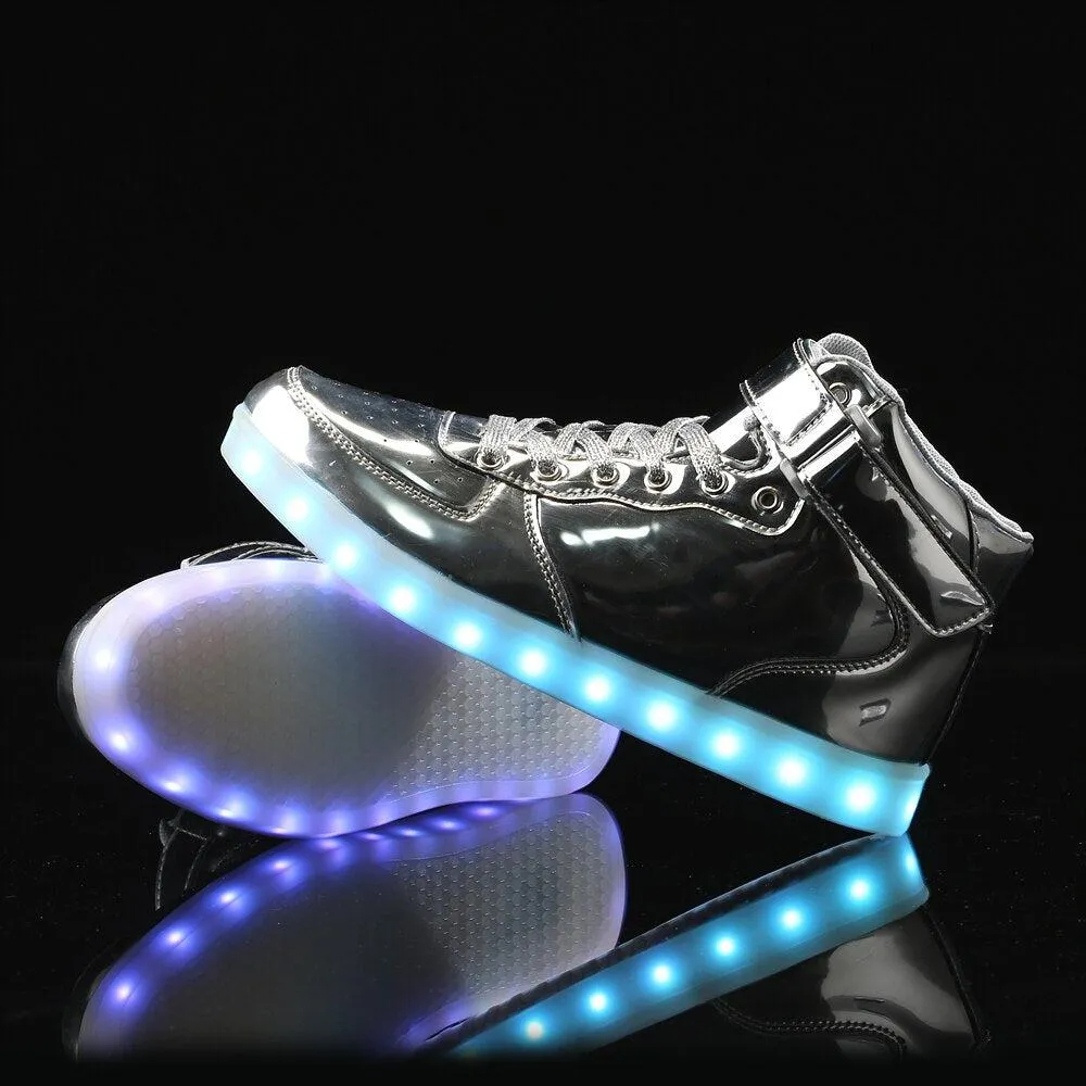 Led Sneakers Shiny Silver 7 Led Light Colors  | Dancing Led Light Shoes  | Kids Led Light Shoes  | Led Light Shoes For Men  | Led Light Shoes For Women