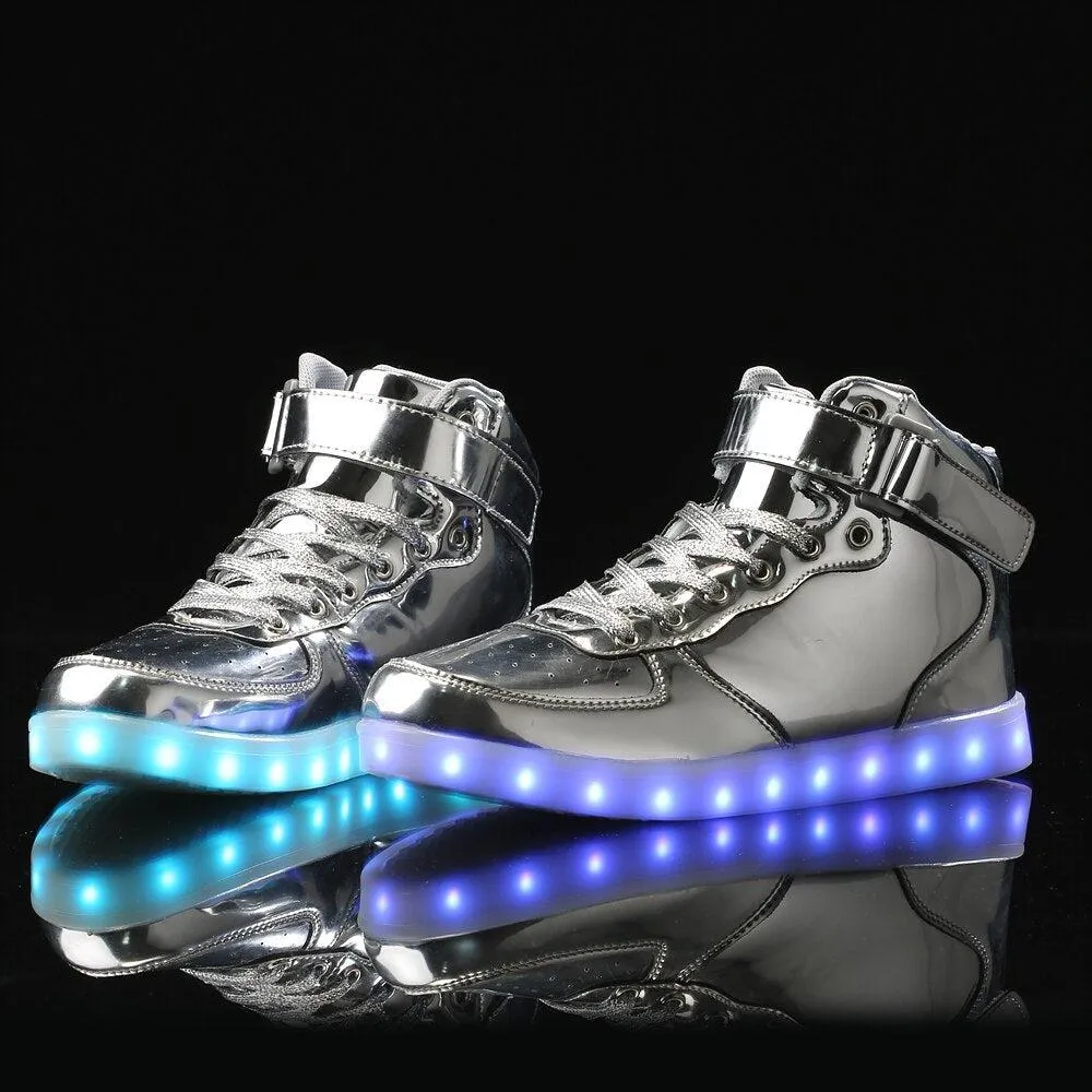 Led Sneakers Shiny Silver 7 Led Light Colors  | Dancing Led Light Shoes  | Kids Led Light Shoes  | Led Light Shoes For Men  | Led Light Shoes For Women