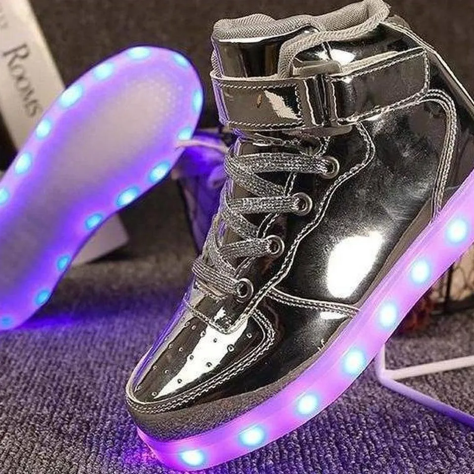 Led Sneakers Shiny Silver 7 Led Light Colors  | Dancing Led Light Shoes  | Kids Led Light Shoes  | Led Light Shoes For Men  | Led Light Shoes For Women