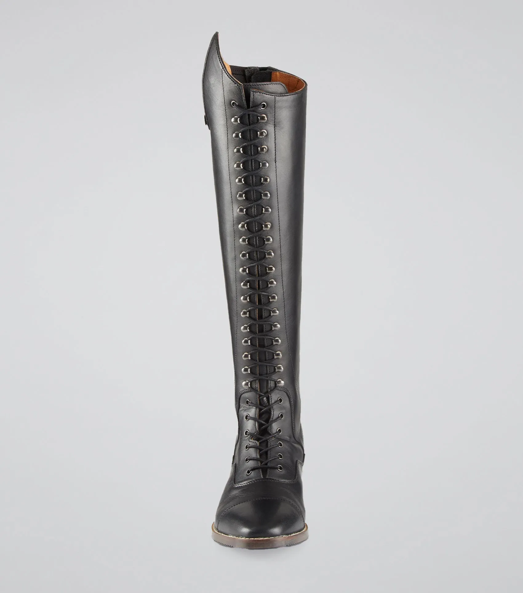 Maurizia Ladies Lace Front Tall Leather Riding Boot Black