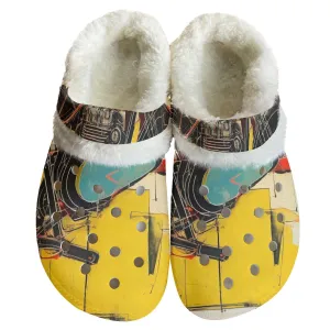 Mc#13 Men's Classic Clogs with Fleece, motorcycle print