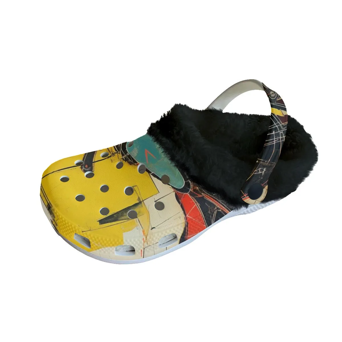 Mc#13 Men's Classic Clogs with Fleece, motorcycle print