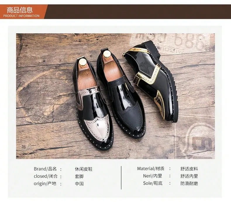 Men's Formal/casual Shoes Golden Leather, Lace-up Closure