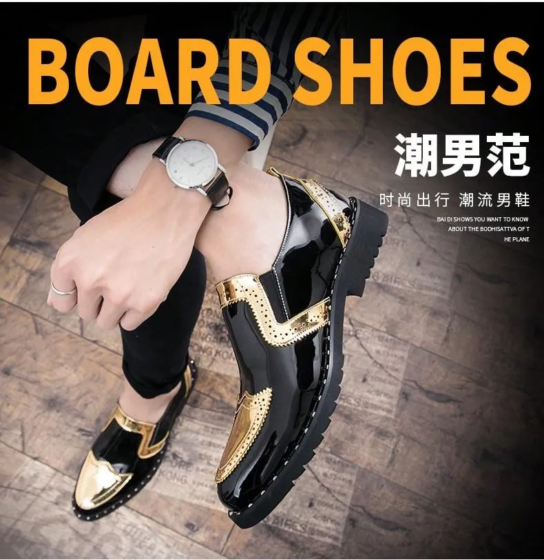 Men's Formal/casual Shoes Golden Leather, Lace-up Closure