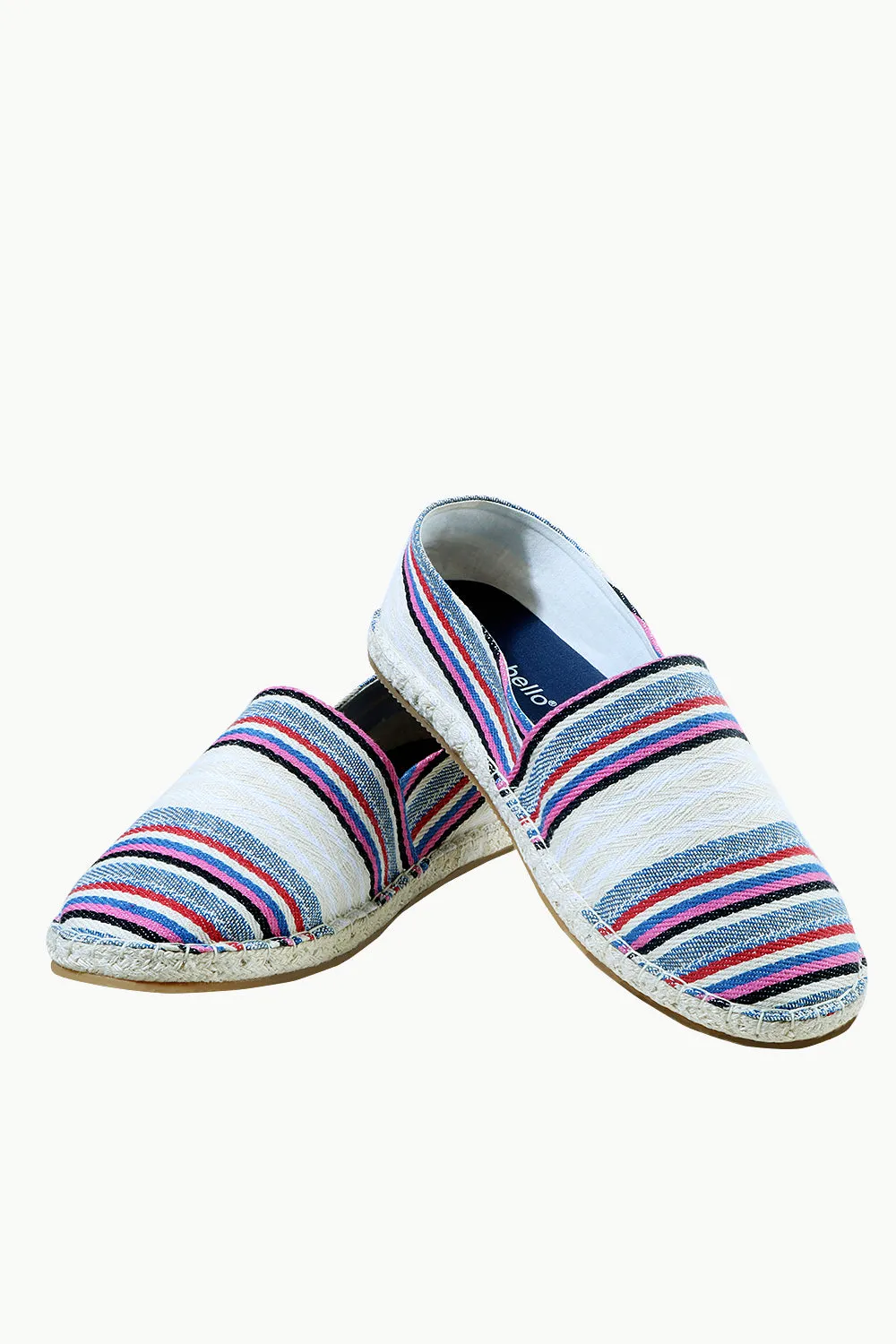 Mens Multi Color Jacquard Striped Espadrilles