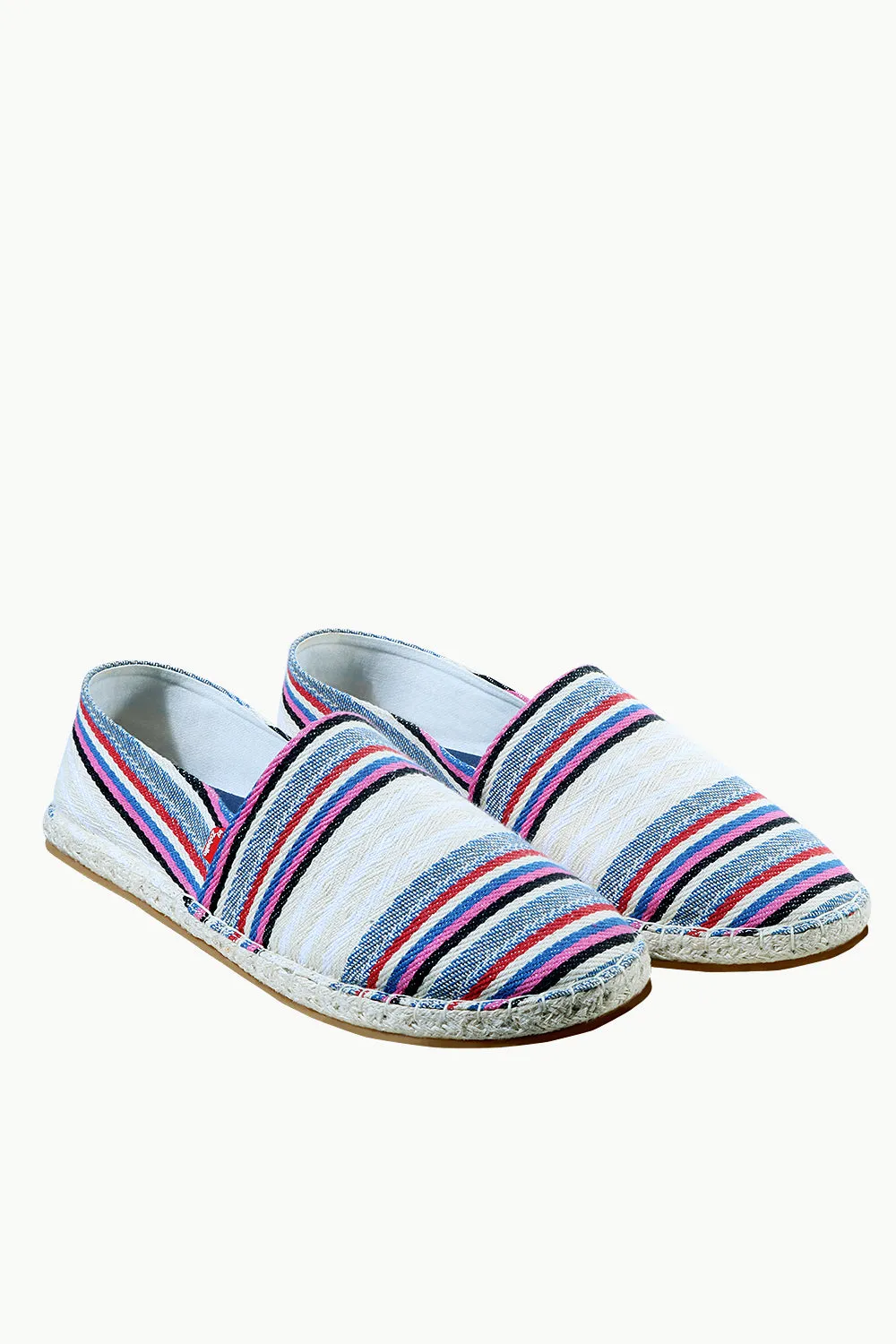 Mens Multi Color Jacquard Striped Espadrilles