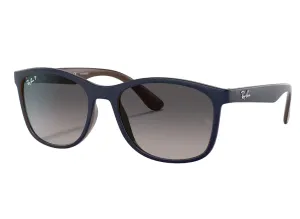 Mens Ray Ban Polarised Sunglasses Rb4374 Matte Blue On Brown Sunnies