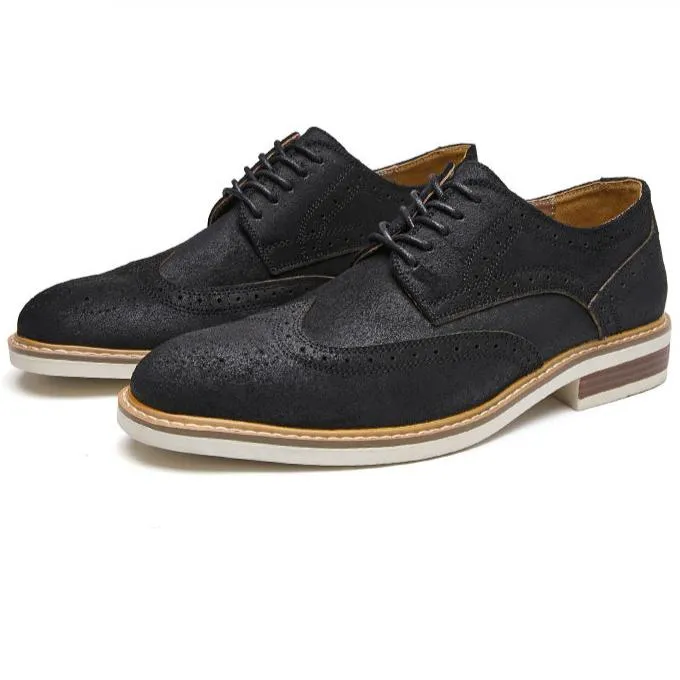 Men's suede brogues shoes formal leather loafers