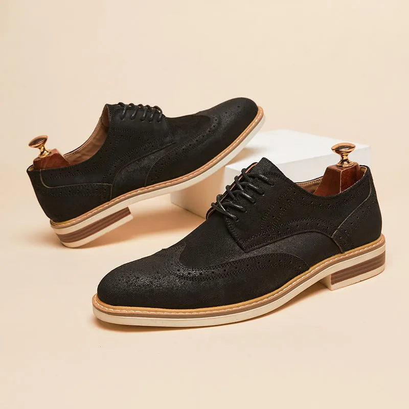 Men's suede brogues shoes formal leather loafers