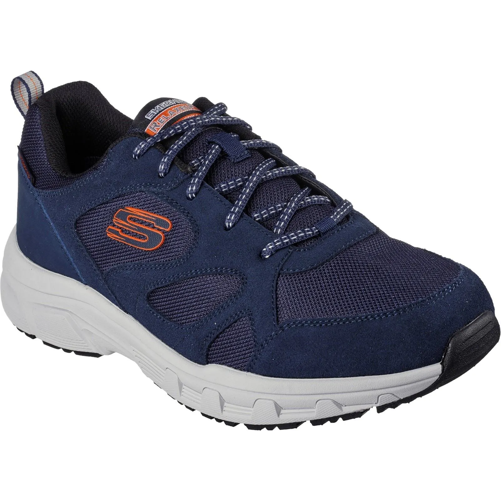 Men's Wide Fit Skechers 237348 Oak Canyon Sunfair Trekking Low Cut Trainers - Navy/Orange