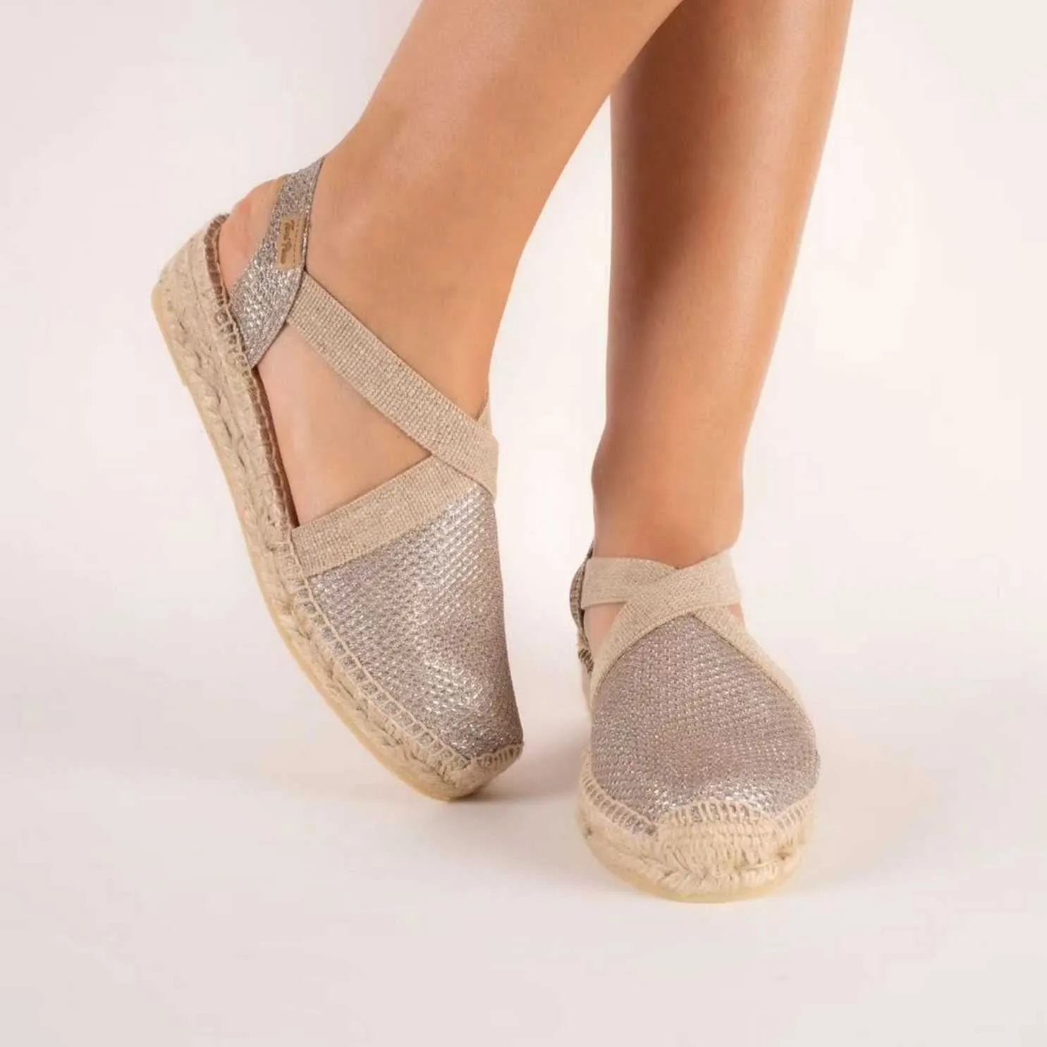 Metallic Cotton Blend Wedge Espadrille for Women - Velino-S