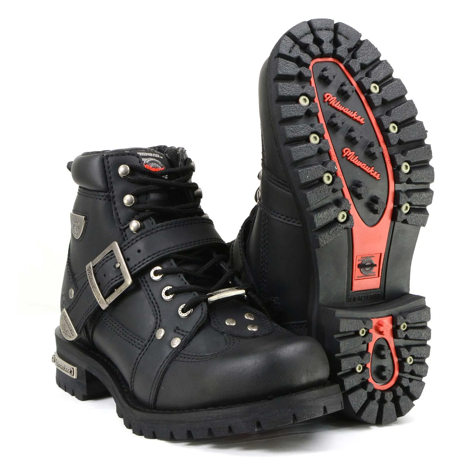 Milwaukee Motorcycle Clothing Company MB433 Men's Black Road Captain Motorcycle Leather Boots