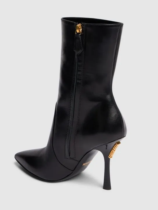 Moschino   100mm Leather zip-up ankle boots 