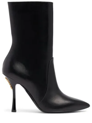 Moschino   100mm Leather zip-up ankle boots 