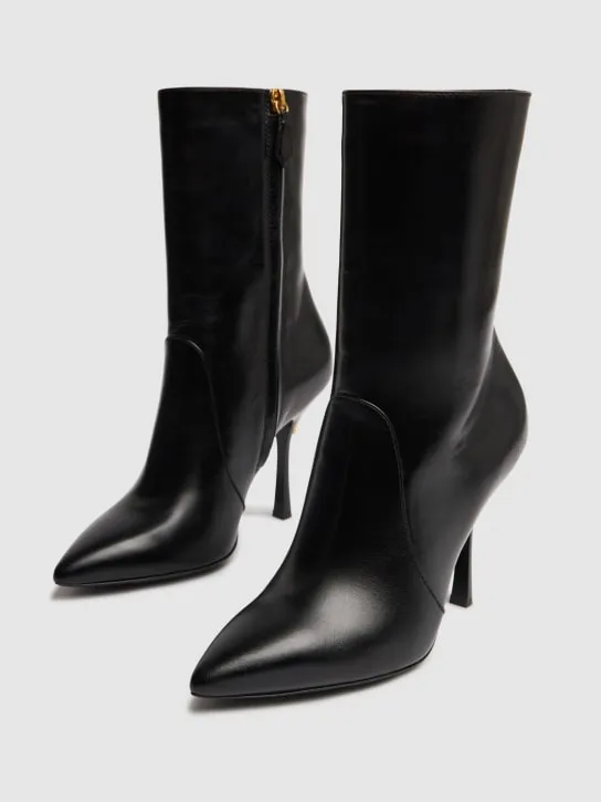 Moschino   100mm Leather zip-up ankle boots 