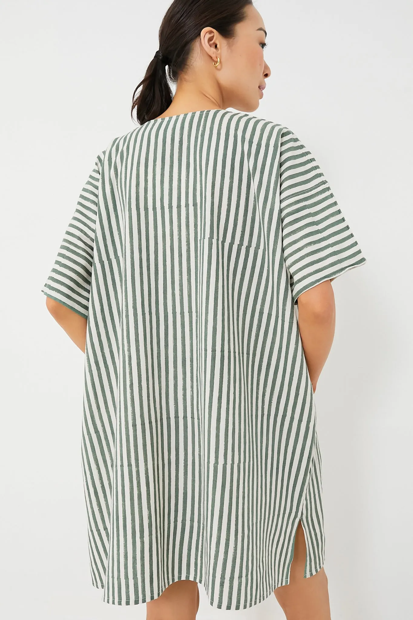 Moss Stripe Organic Baja Caftan