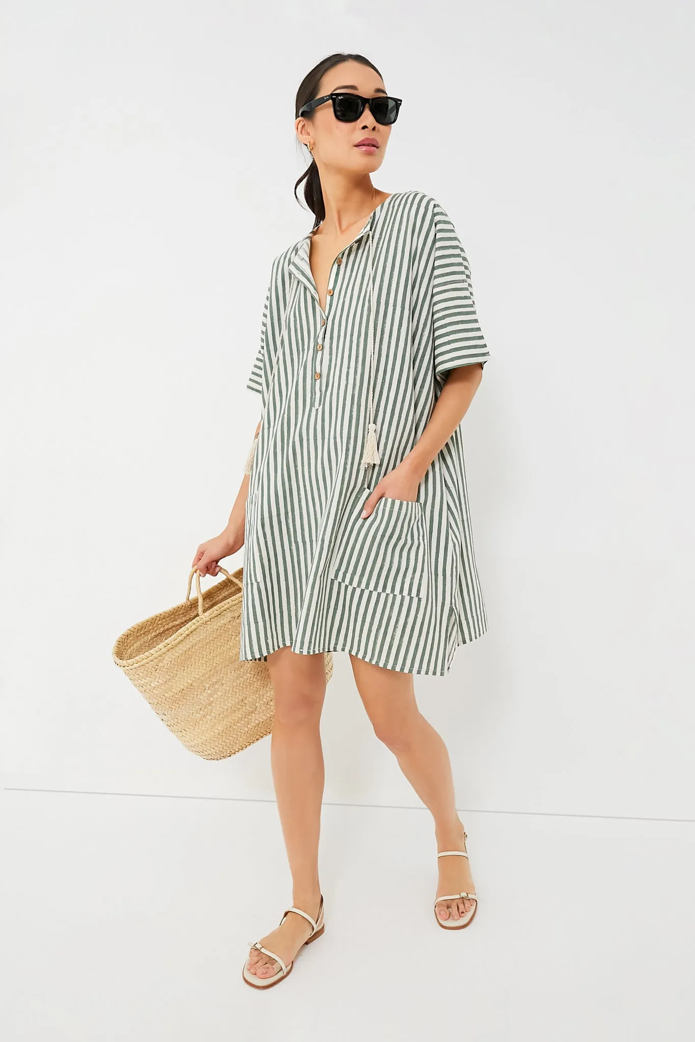 Moss Stripe Organic Baja Caftan