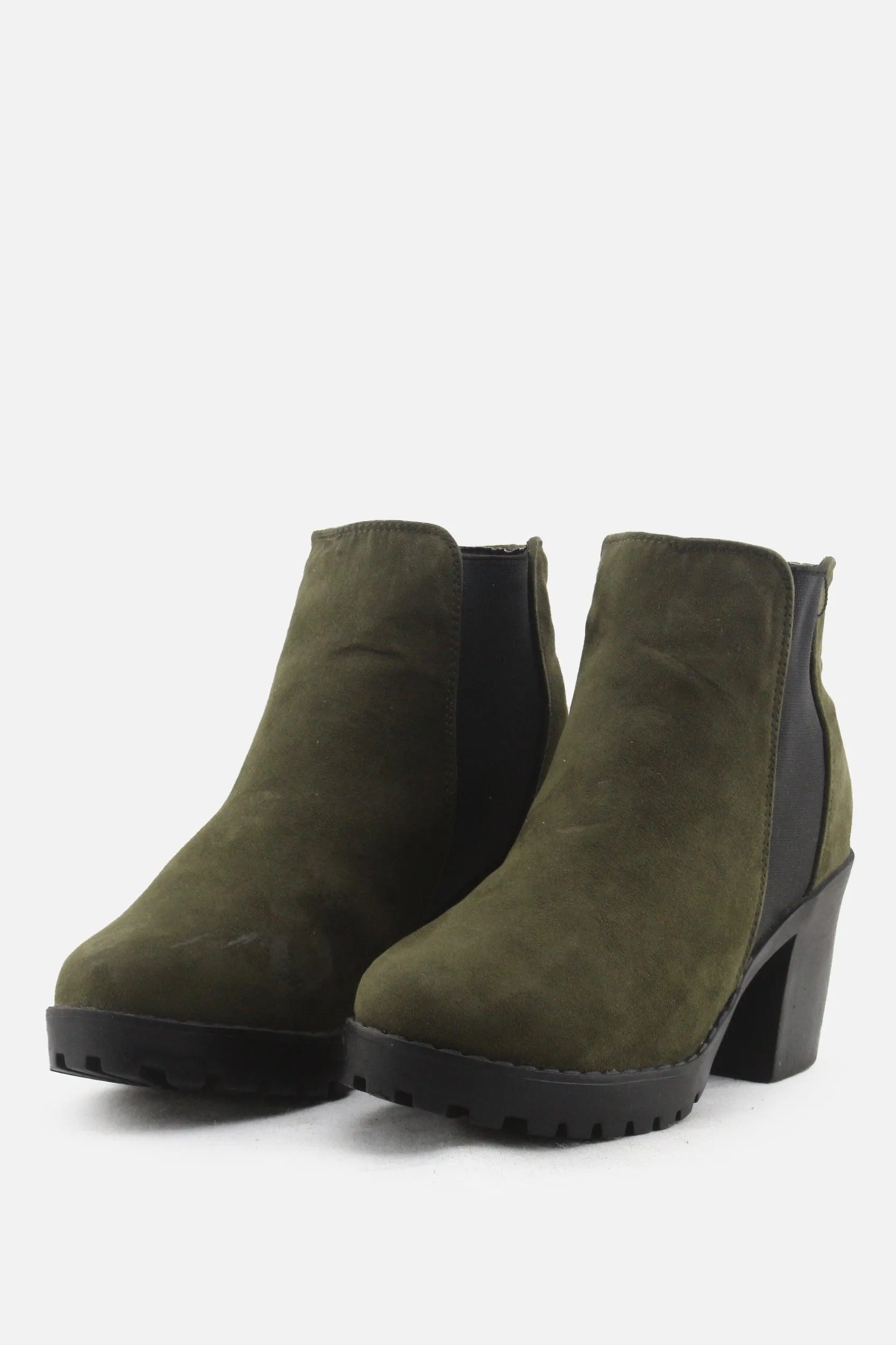 New Look Stretchable Block Heels Ankle Boots | Suede