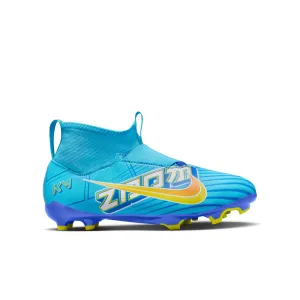 Nike Junior Zoom Superfly 9 Academy KM FG FIRM Ground Cleats - Baltic Blue/ White