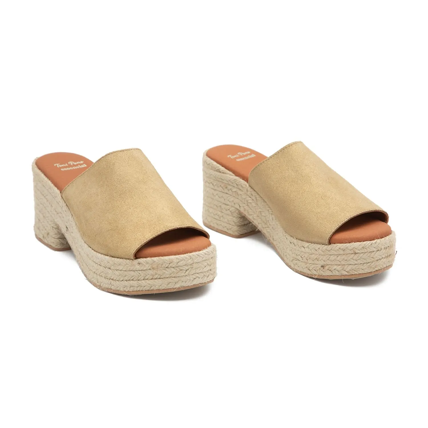 Open Toe Leather Espadrille with Wide Heel for Women- Andrea