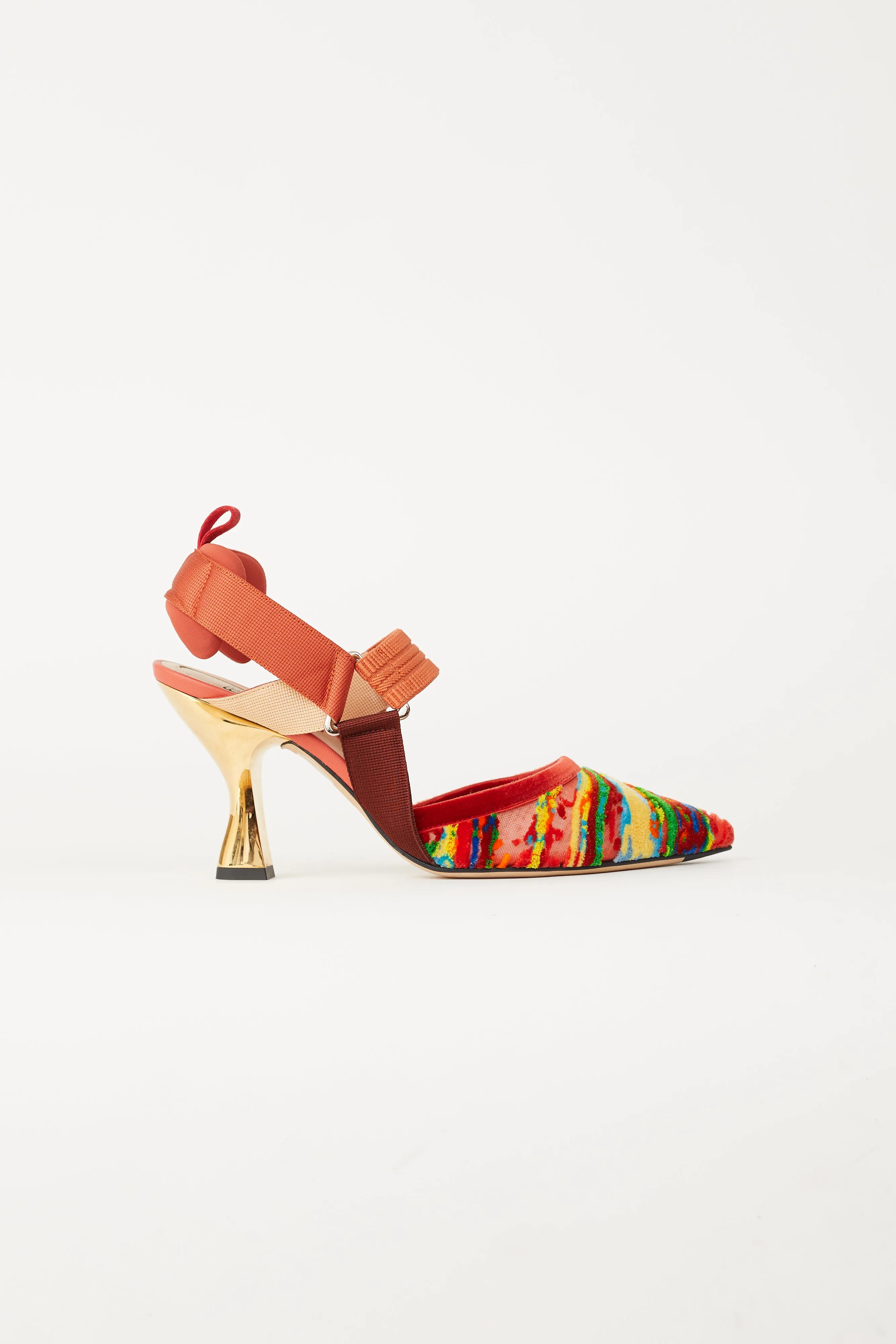 Orange Multi Colibri Velvet Slingback Heel