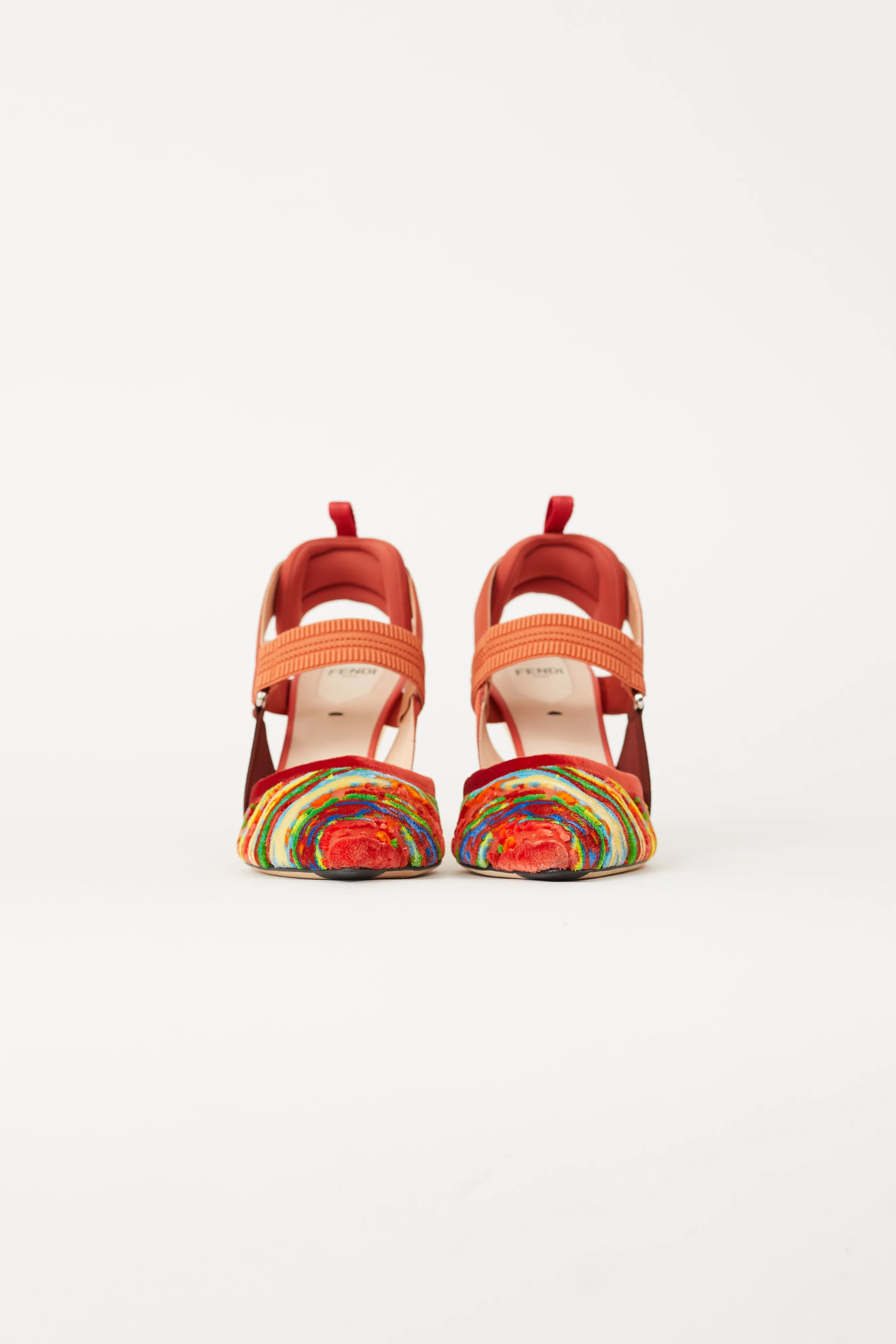 Orange Multi Colibri Velvet Slingback Heel