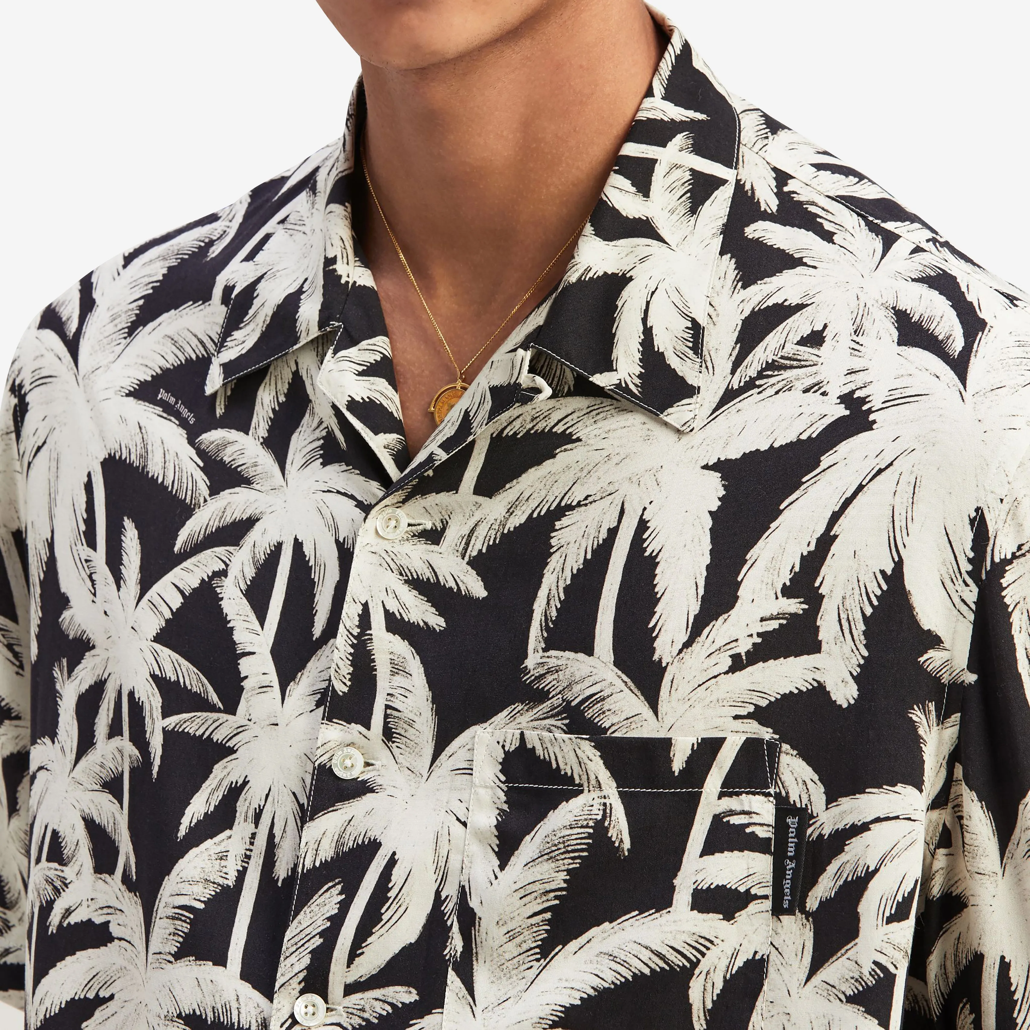 Palm Angels Palm Tree Print Short Sleeve Shirt