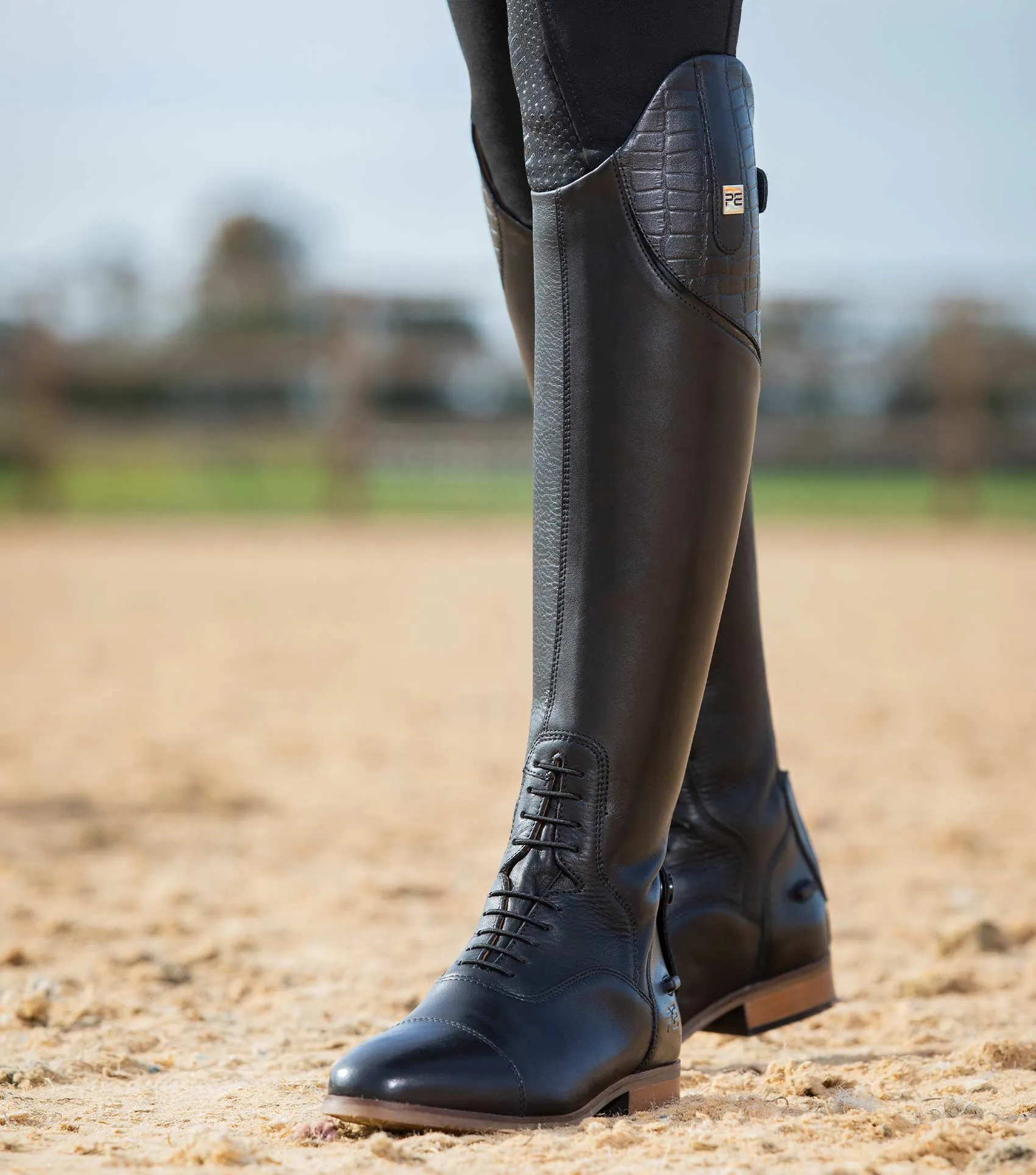 Passaggio Ladies Leather Field Tall Riding Boot Black