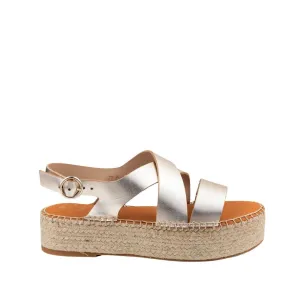 Plain Leather Platform Espadrille for Women - Amer