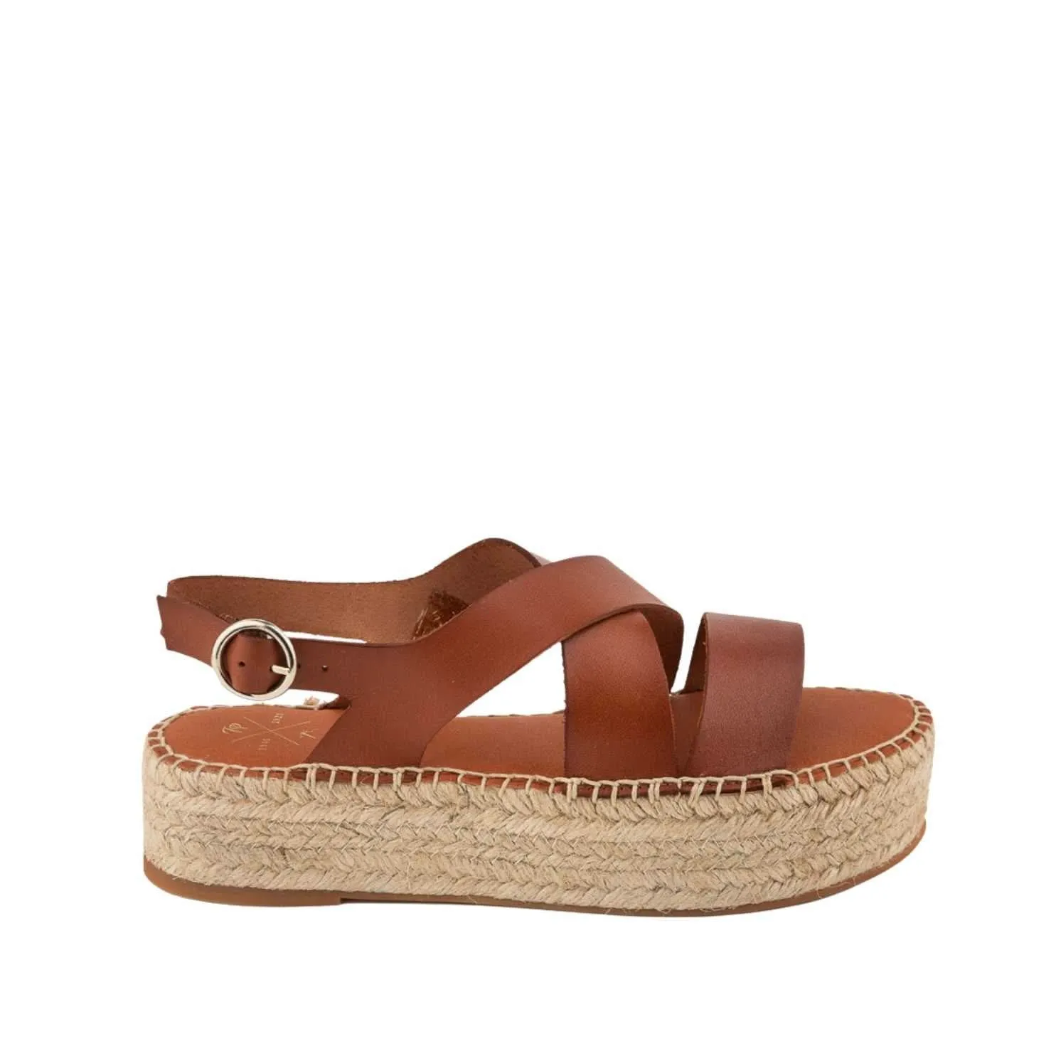 Plain Leather Platform Espadrille for Women - Amer