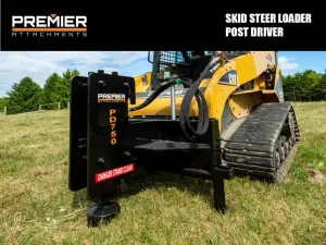 Premier Post Driver for Skid Steer | 12-29 GPM | Models PD750, PD1000, & PD1500 | Diameters 8", 9", 10"